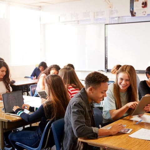 p78 shutterstock_1332874982 Young people in class 2
